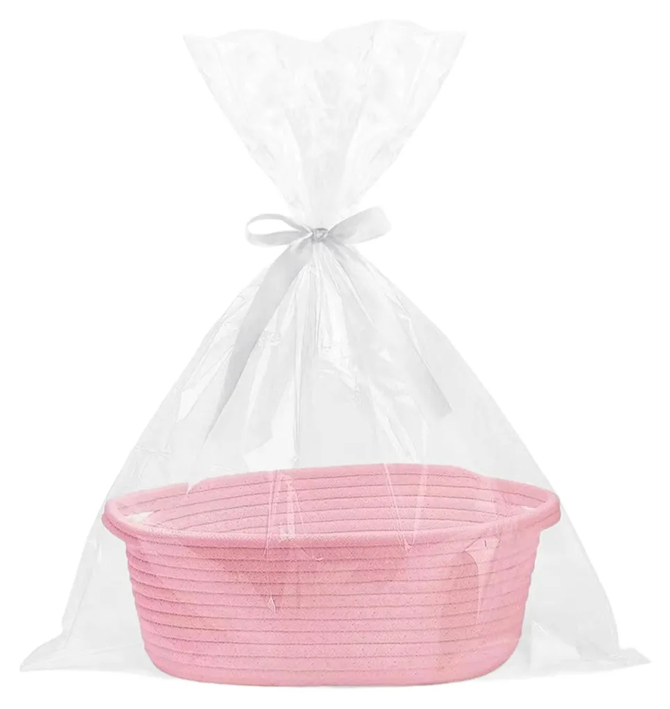 Panier cadeau vide rose en osier : solution complète avec emballage