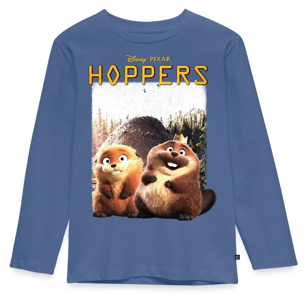 Spreadshirt Hoppers King George Mit Mabel Beaver & Schriftzug Kinder Premium Langarmshirt, 134/140 (8 Jahre), Taubenblau