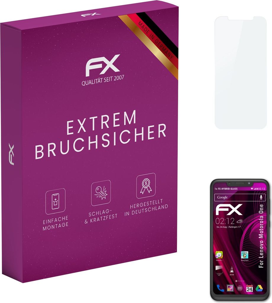 atFoliX FX-Hybrid-Glass Displayfolie kompatibel mit Lenovo Motorola One Glasfolie