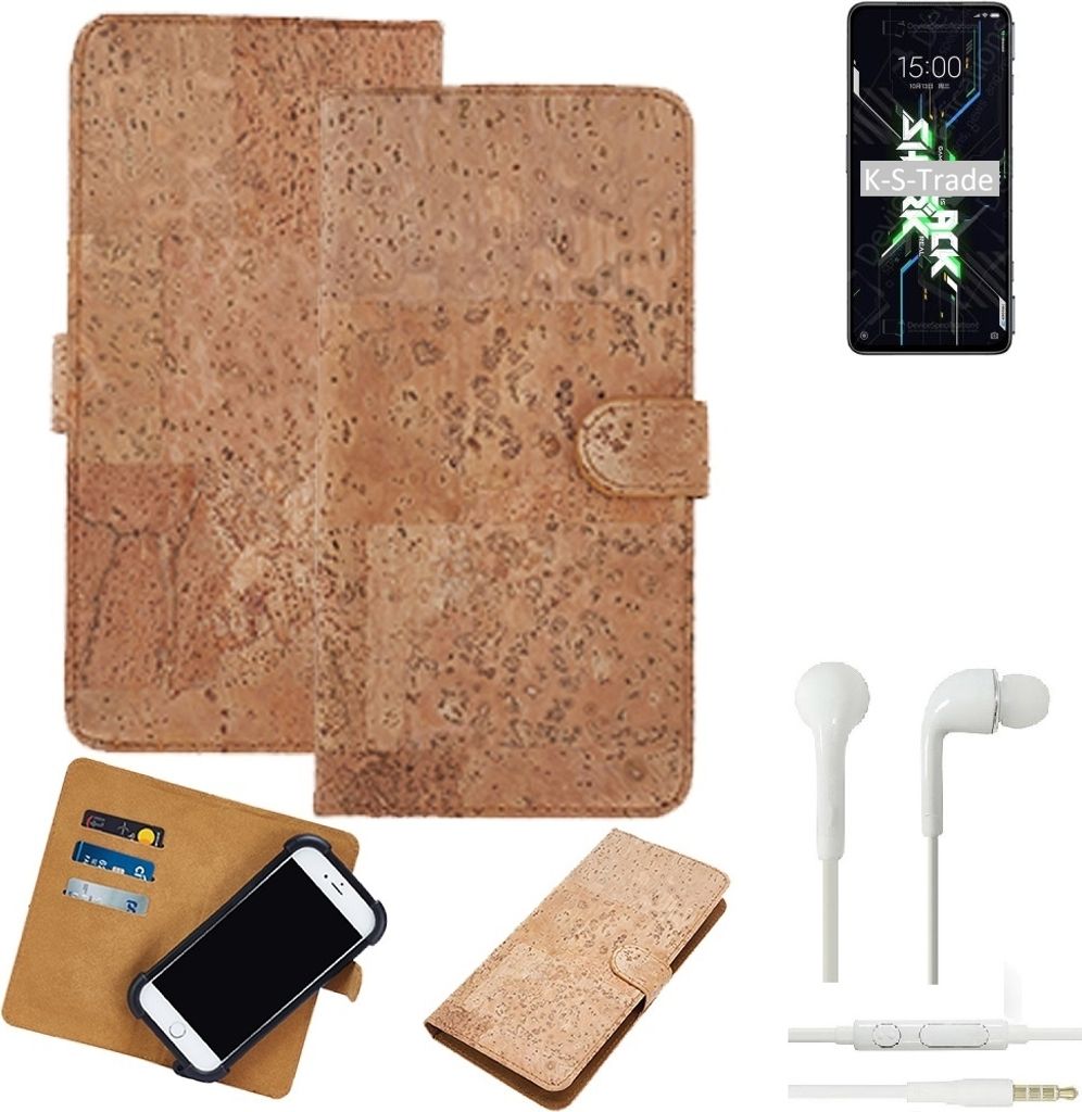 K-S-Trade Hülle kompatibel mit Xiaomi Black Shark 4S + in ear Kopfhörer Kork Handyhülle Cover Schutzhülle TPU Case Bumper in Hellbraun, (1x)