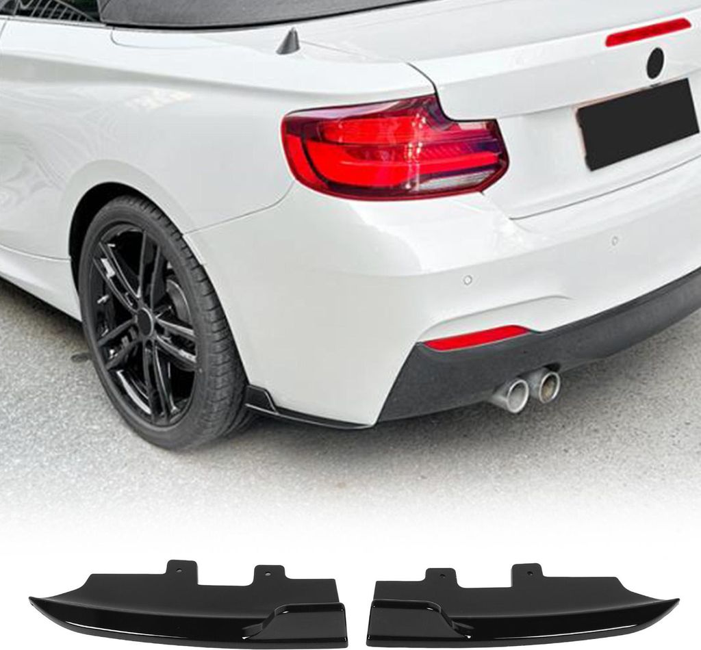 Hinten Seitenstoßstange Spoiler Lippe Splitter Body Kits Canard Diffusor für 2er F22 F23 M Sport 2015 bis 2019, glänzendes Schwarz