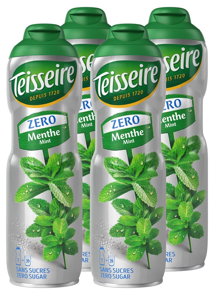 Teisseire Sirup Zero Grüne Minze 600ml für Cocktails (4er Produktbild 
