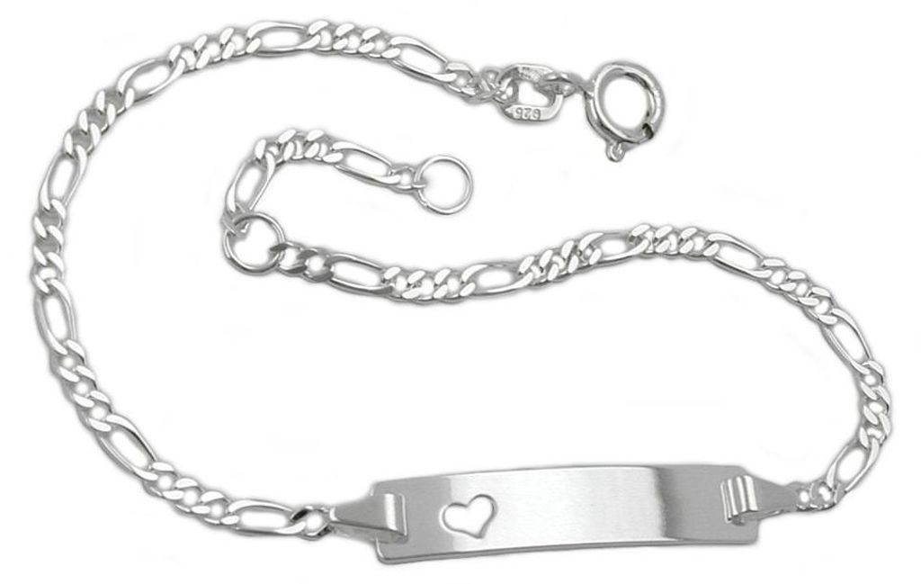 Schildband mit Herz Armband aus 925 Silber 18,5cm Produktbild 