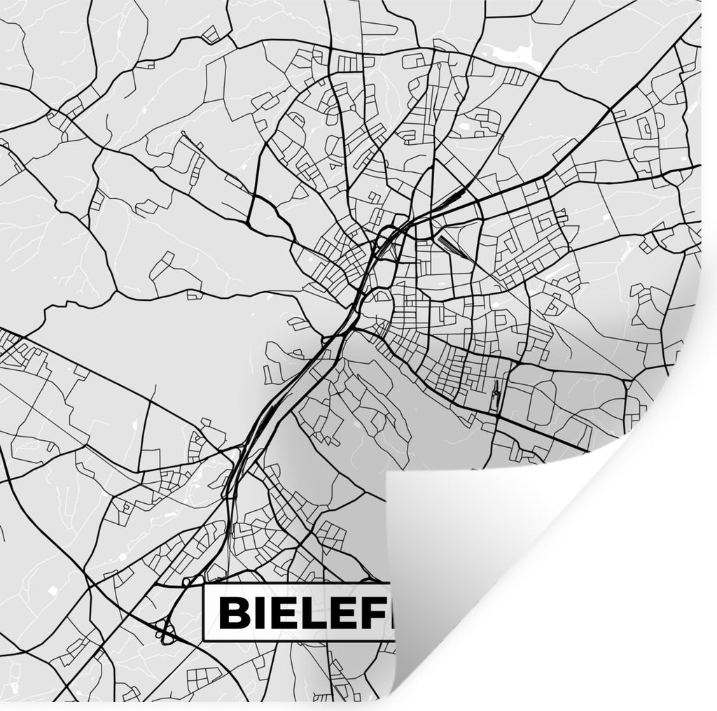 MuchoWow Wandtattoo Wandsticker Wandaufkleber Deutschland - Karte - Stadtplan - Bielefeld 80x80 cm Selbstklebend und Repositionierbar - Wierderve...