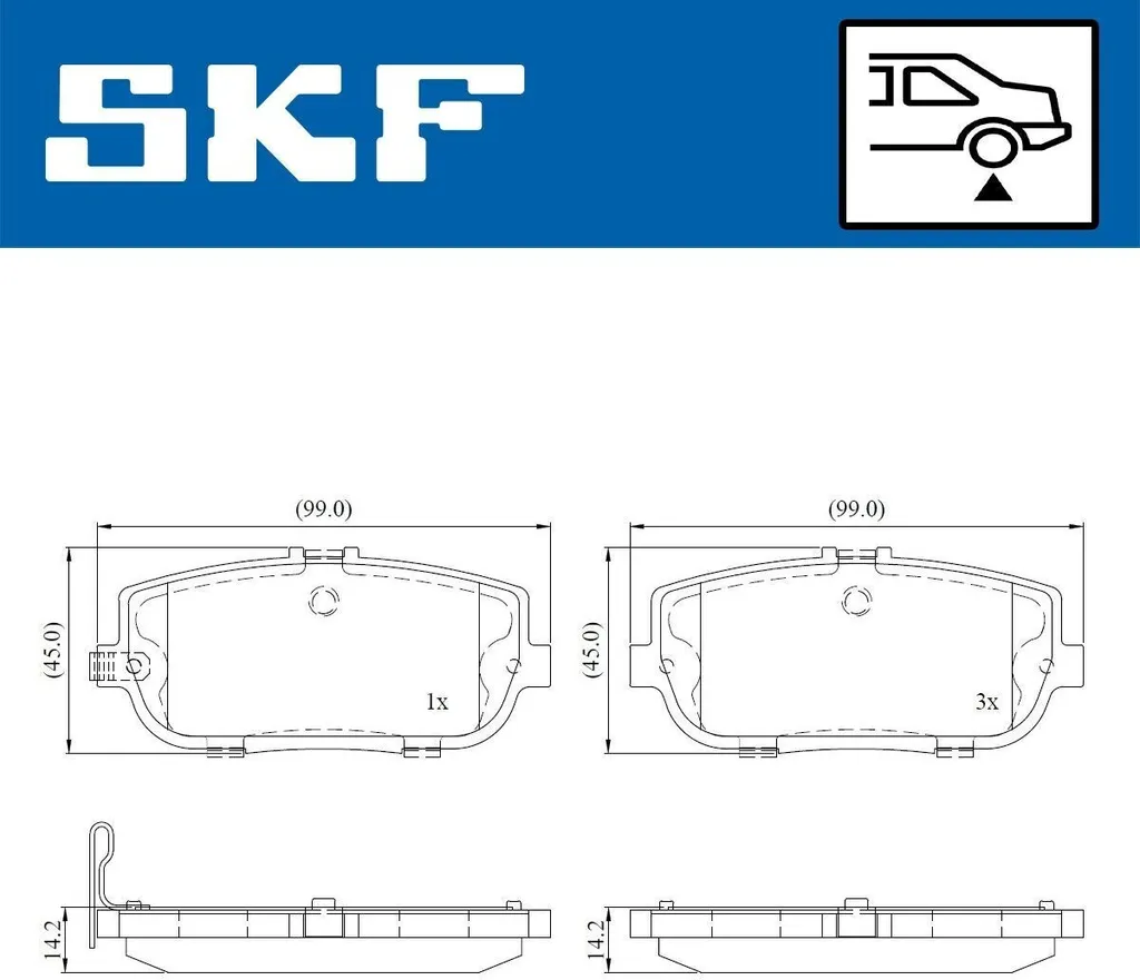 Plaquettes de frein SKF pour entretien arrière FIAT 124 Spider (348)
