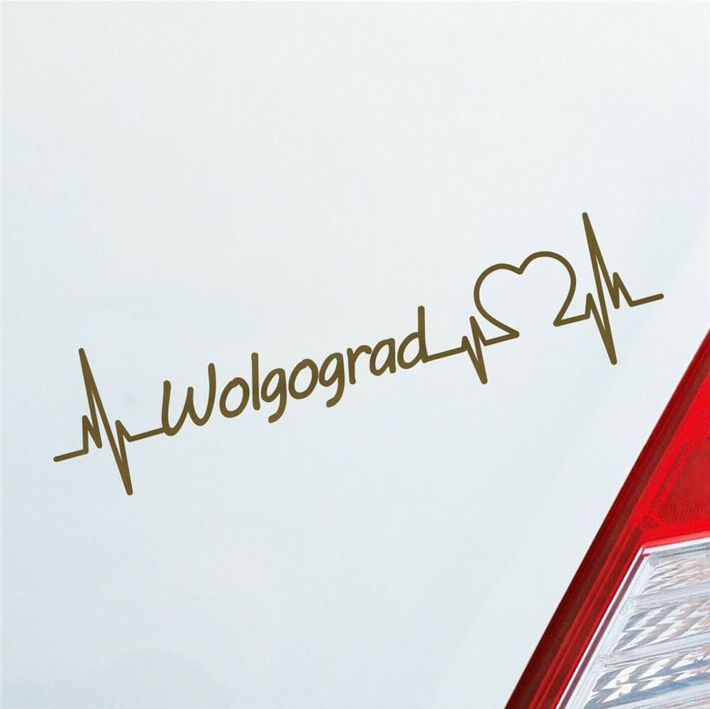 Auto Aufkleber Wolgograd Herz Herzschlag 19x5 cm Gold Sticker Heckscheibenaufkleber