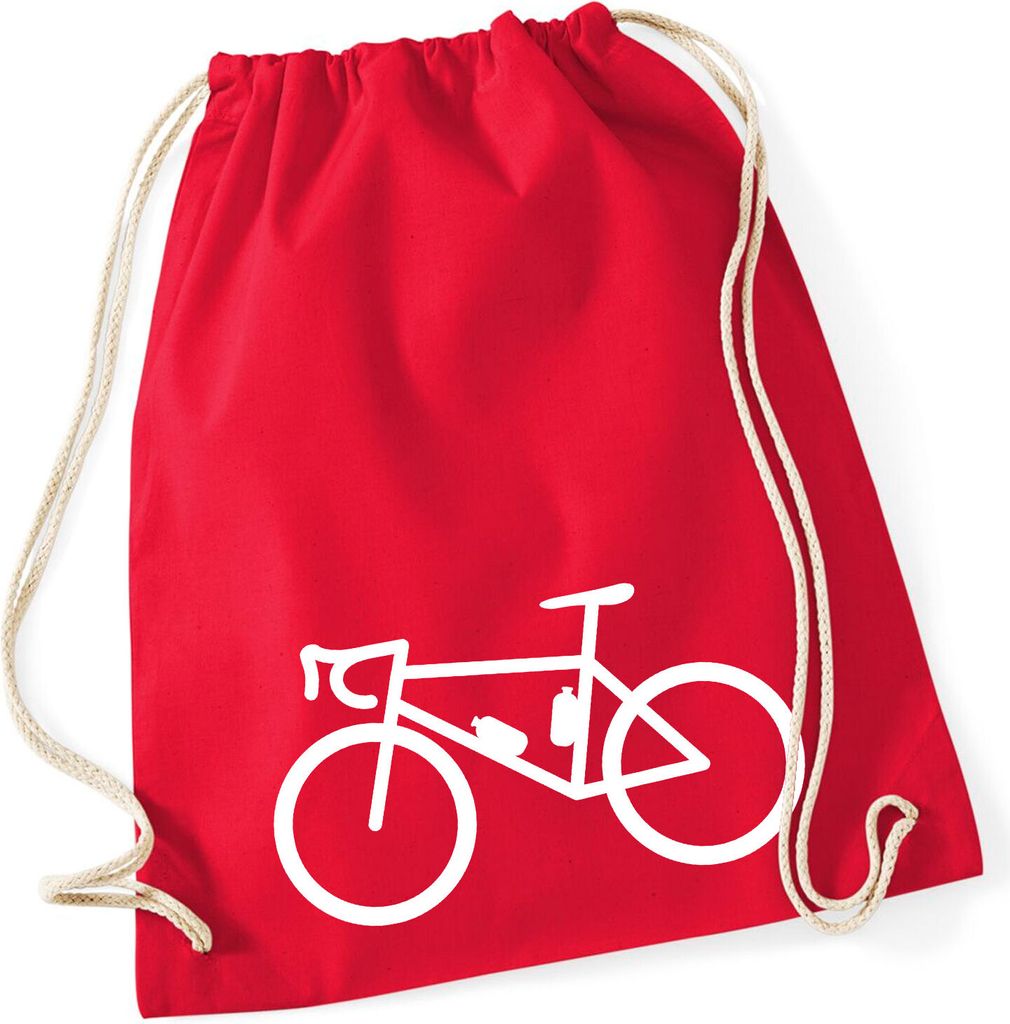 Huuraa Turnbeutel Bike Fahrrad 12 Liter Classic Red Baumwolle Rucksack Geschenkidee