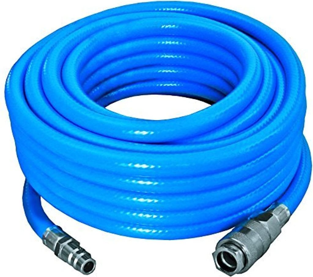 Proteco-Werkzeug PVC Druckluftschlauch 3 lagig Durchm. 12/6 mm 5 Meter lang verstärkt mit Gewebeinlage Kompressorschlauch Luftschlauch mit Schne...