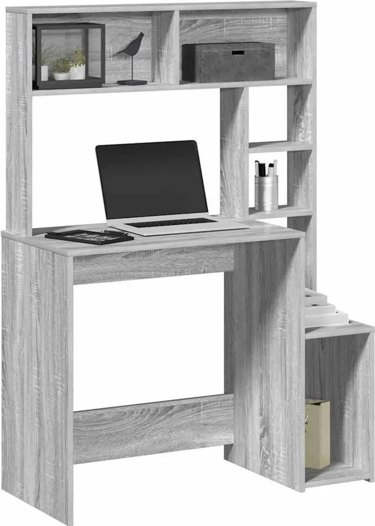 Scrivania Porta PC vidaXL 100cm Grigio Sonoma - Mobile Ufficio Casa - 2