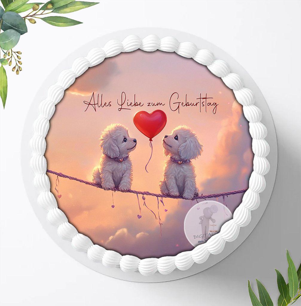 Für die Geburtstags Torte ein Tortenaufleger, Zuckerbild mit dem Motiv: Fellnasen, Essbares Foto für Torten, Fondant, Ø 20cm, 2173z