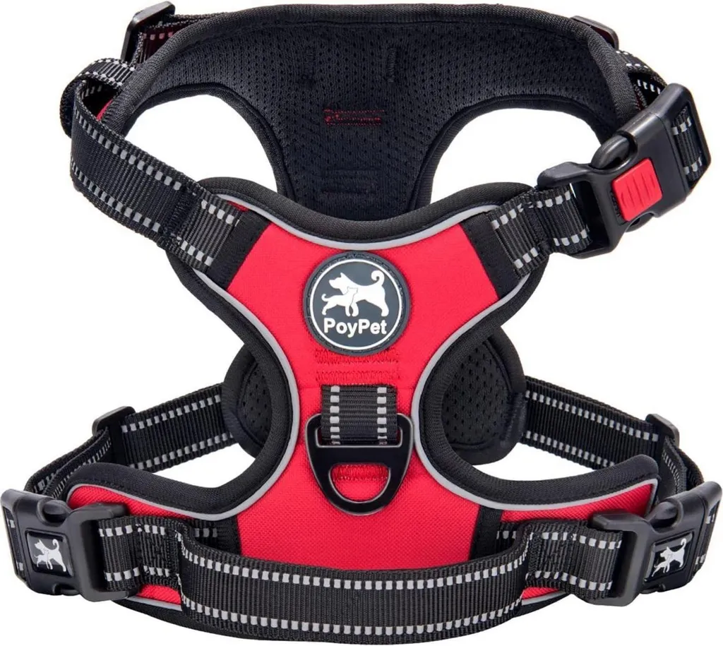 Pettorina Cane L Rosso Chic - Imbottita, Riflettente e Anti-Tiro