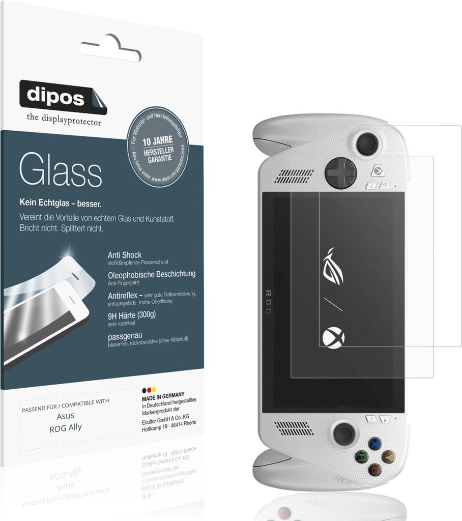 2x Schutzfolie für Asus ROG Ally matt - Anti-Shock 9H Folie dipos Glass Kunststoffglas