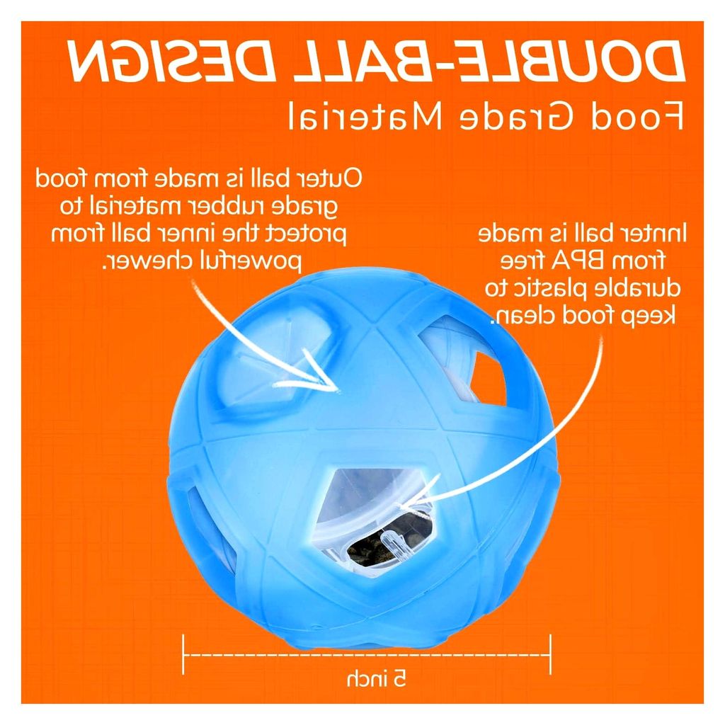 Hunde-Leckerli-Ball, 13 cm Interaktives Intelligenzspielzeug für kleine und mittelgroße Hunde, Einstellbarer Schwierigkeitsgrad, Futterspender un...
