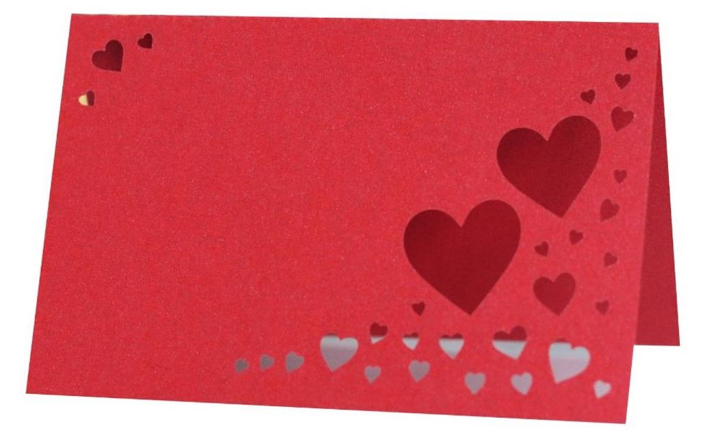 Set Mit 50 Tischkarten - Laser-Herz-Ausschnitt-Design, Elegante Tisch-Namensschilder Für Hochzeiten, Partys, Veranstaltungen(Rot)