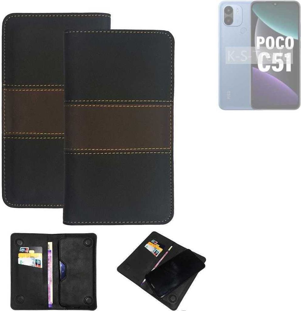 K-S-Trade Hülle Handyhülle kompatibel mit POCO C51 Schutzhülle Walletcase Bookstyle Tasche Schutz Case Handytasche Wallet Cover Kunstleder Snapcase