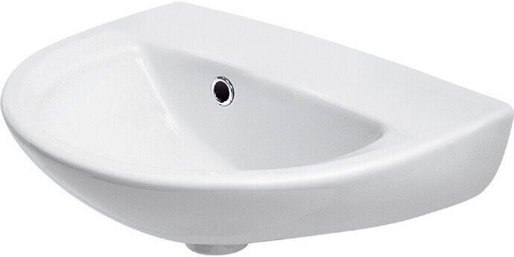 A white ceramic sink basin.