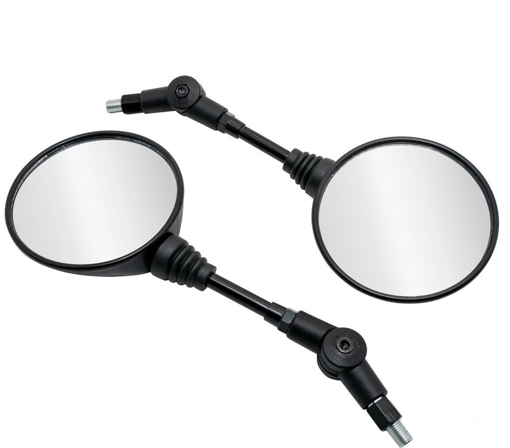Parzini Motorradspiegel Rückspiegel Set links + rechts, M10 universal rund 360° verstellbar schwarz, mit Zulassung