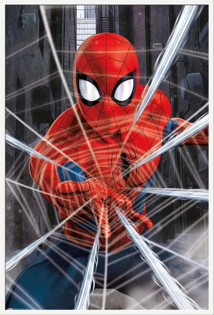 Décoration Murale Spider-Man : Affiche avec Cadre Blanc Prêt à Fixer