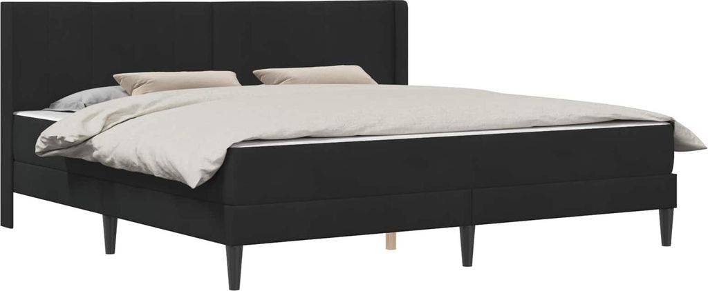 (Saisonschlussverkauf)Bettrahmen 1-2 PLACES - modernen Design - Polsterbett mit Lattenrost - Schwarz 200x200 cm Samt - Klassische Betten NeuMö...