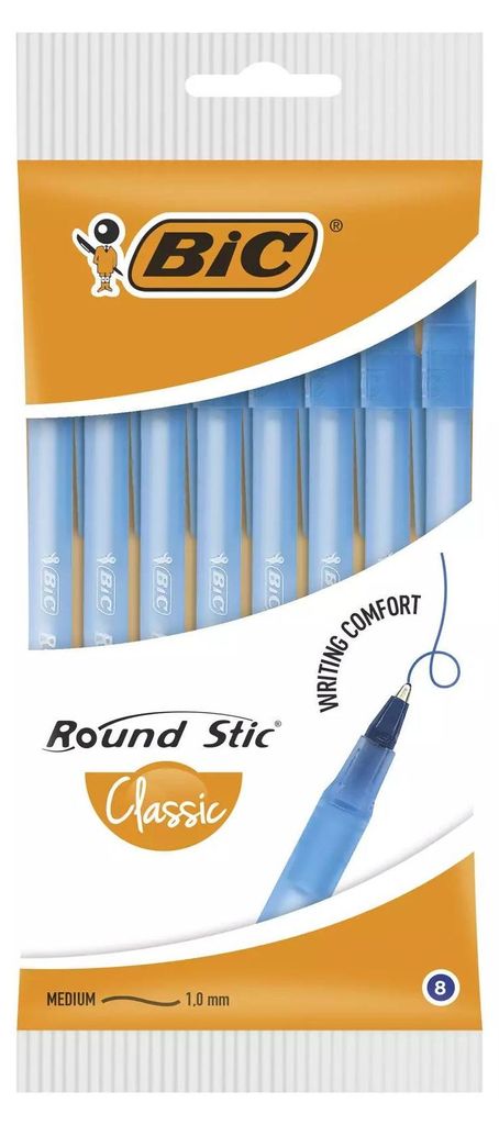 A package of BIC Round Stic Classic ballpoint pens.