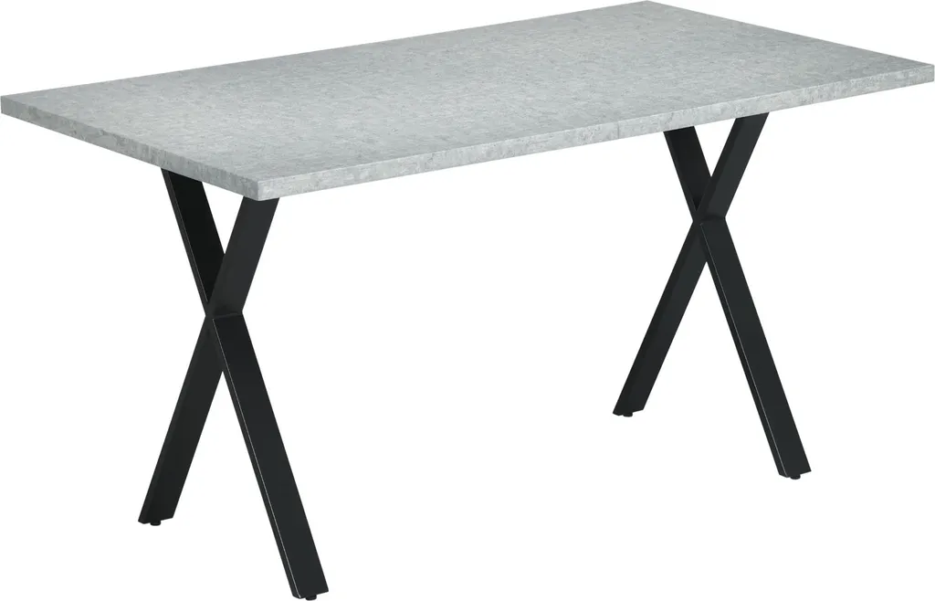 Table de cuisine aspect pierre grise et pieds métal noir style industriel