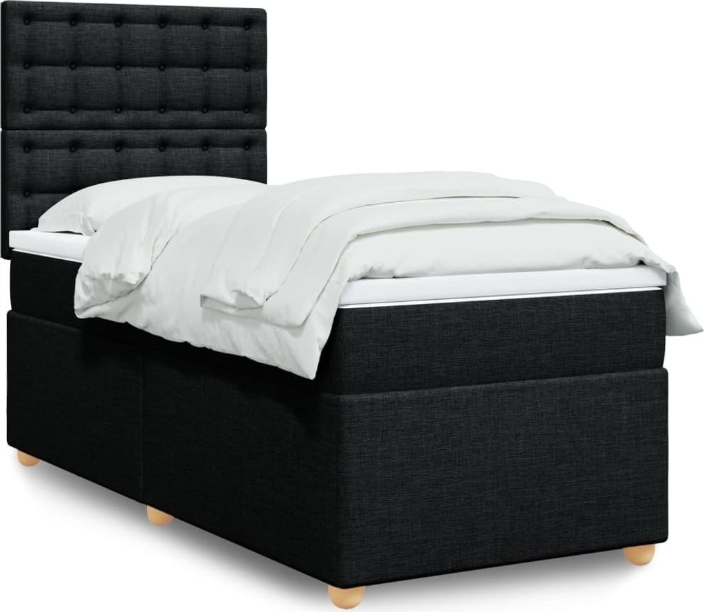 Design Bettrahmen inkl. Lattenrost - Boxspringbett mit Matratze Schwarz 80x200 cm Stoff - Klassische Betten 2025 Neu9019012 6parcel