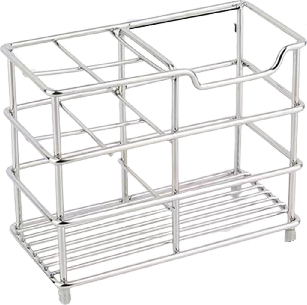 Zahnbürstenhalter aus Edelstahl, ausgehöhlter Ablauf, Badezimmer-Organizer für Rasierer, Kamm, Zahnpasta, Aufbewahrung, Hotel, Augenbrauen-Trimm...