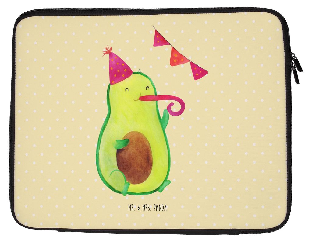 Mr. & Mrs. Panda Laptop Hülle Avocado Party 27 x 36 cm - Gelb Pastell - Geschenk, Sleeve, Laptoptasche, Tasche, Happy Birthday, Avocados, Laptoph...