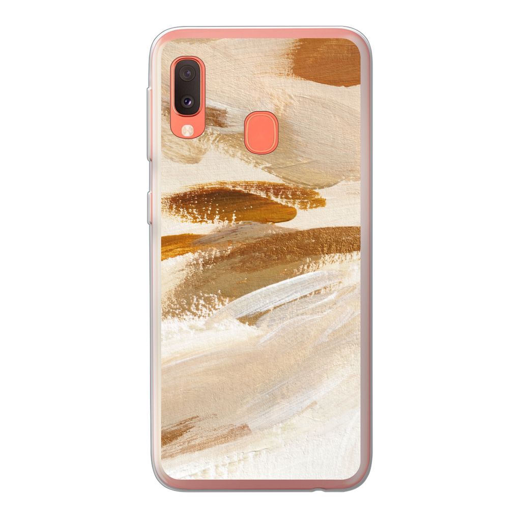 MuchoWow Handyhülle Schutzhülle Hülle für Samsung Galaxy A20e Farbe - Beige - Weiß Silikon Softcase Handy Hülle - Abdeckung