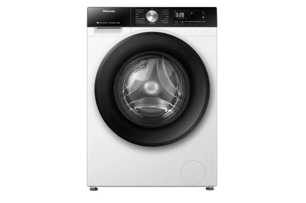 Hisense WF3S9043BW3 Waschmaschine, Frontlader, Dampffunktion, Power JetWash, 9 kg