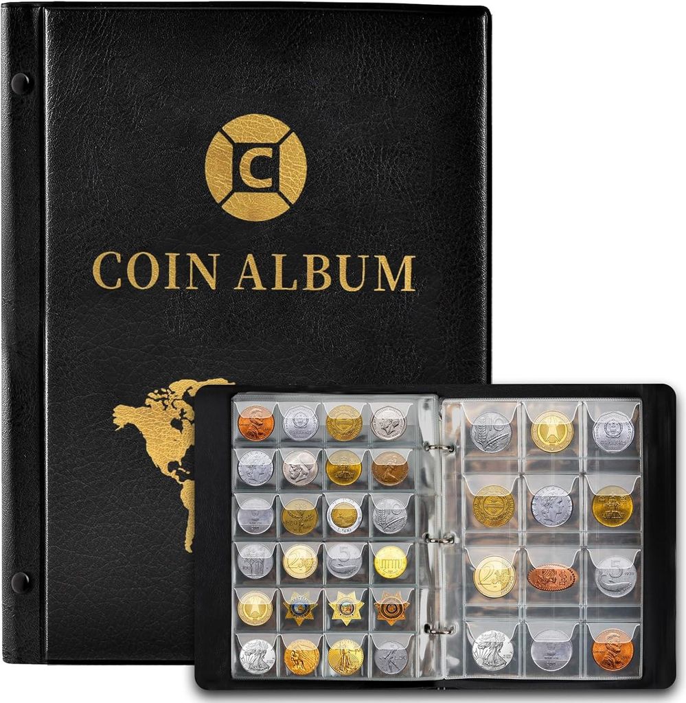 Münzalbum Münzen, Münzen Sammelalbum, Münzsammelalbum, Münzsammlung Album, 420 Taschen, 2 Euro Münzalbum 3.5 * 3.5 cm/4.5 * 4.5 CM