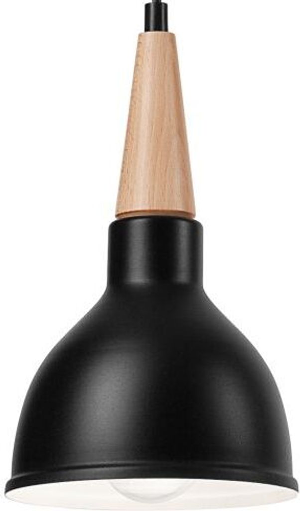 Hängeleuchte Schwarz Metall Holz lang Skandinavisch elegant LAILA Esstisch Lampe Esszimmerleuchte