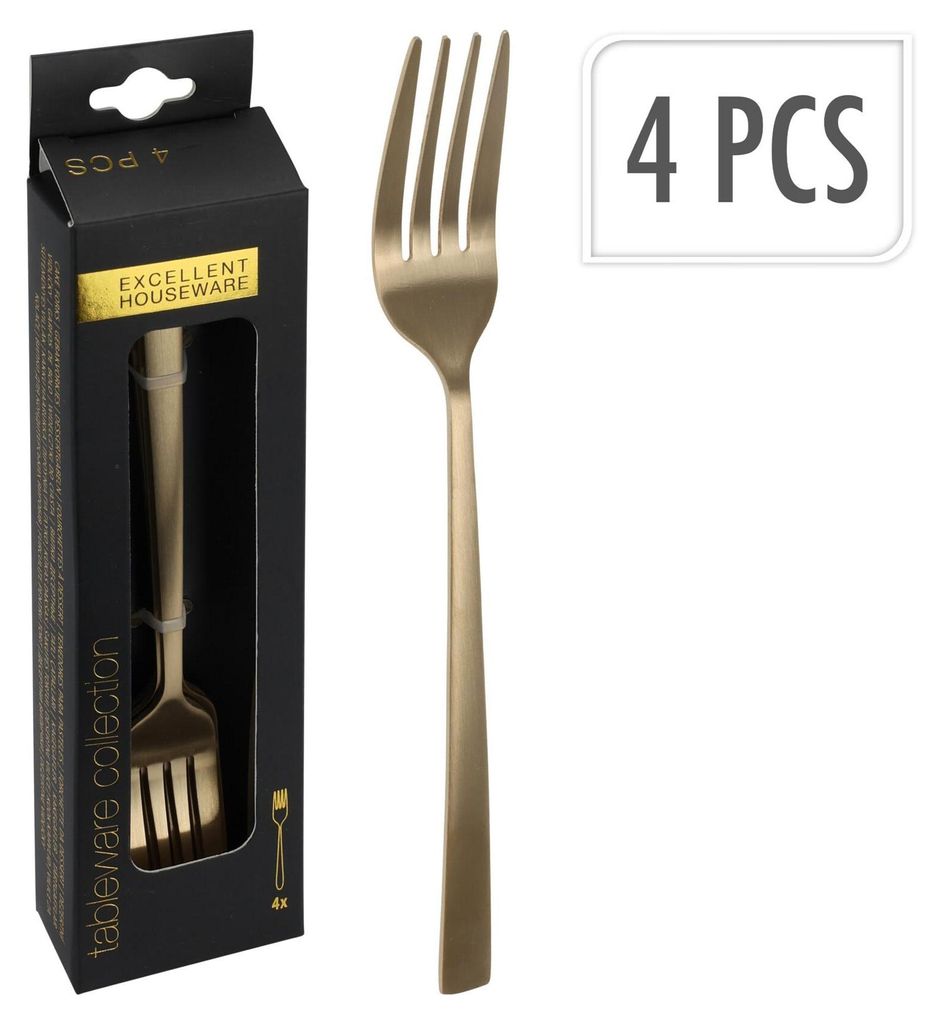 Set van 4 gouden taartvorken Productafbeelding 