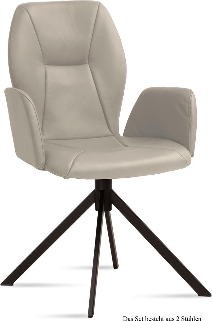 Armlehnstuhl (2er-Set) Davita 58x92x60 Schwarz/Natur