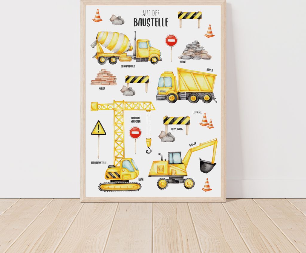 MeinBaby123 Kinderzimmerposter | Bagger A2