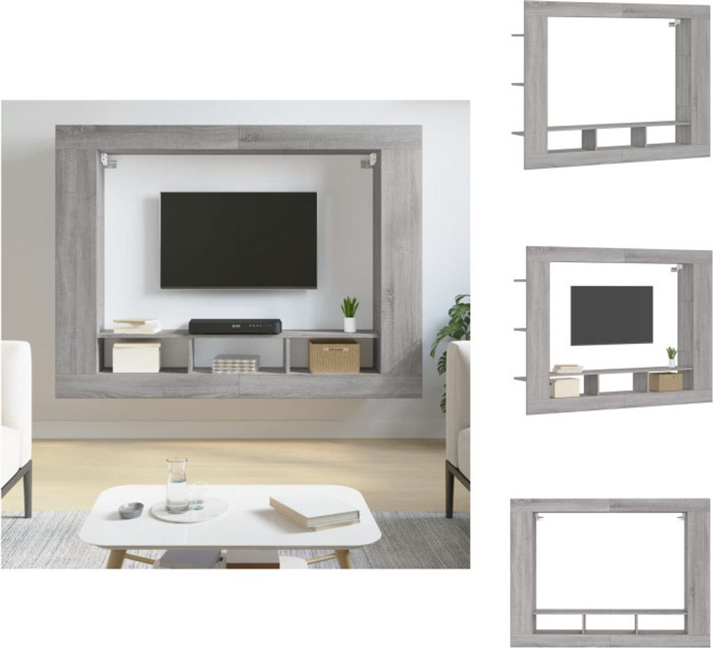 vidaXL TV-Schrank Grau Sonoma 152x22x113 cm Holzwerkstoff - Schränke