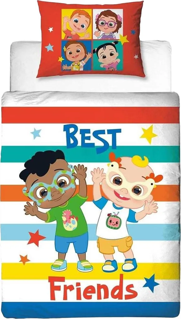 Parure de Lit Enfant Cocomelon Réversible 2 en 1 pour Lit de Bambin