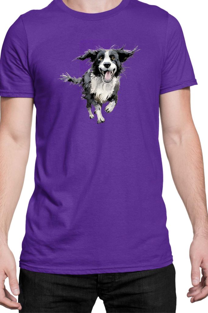 Herren T-Shirt Funny Dogs Breeds Border Collie Dog Breed 020, Man 2XL / Lila