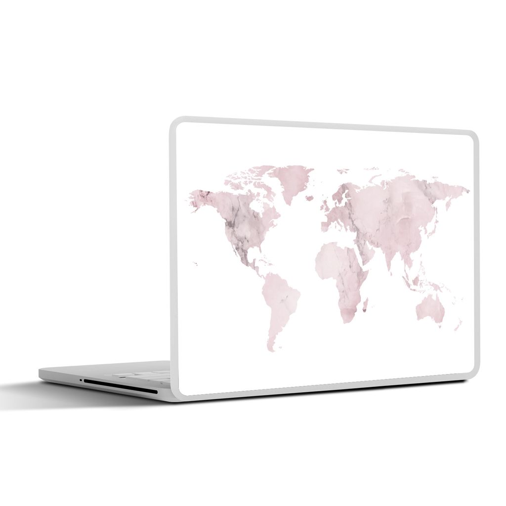 MuchoWow Laptop Aufkleber Sticker Cover Weltkarte - Marmor - Rosa 36.5x27.5 cm - Laptop-Sticker