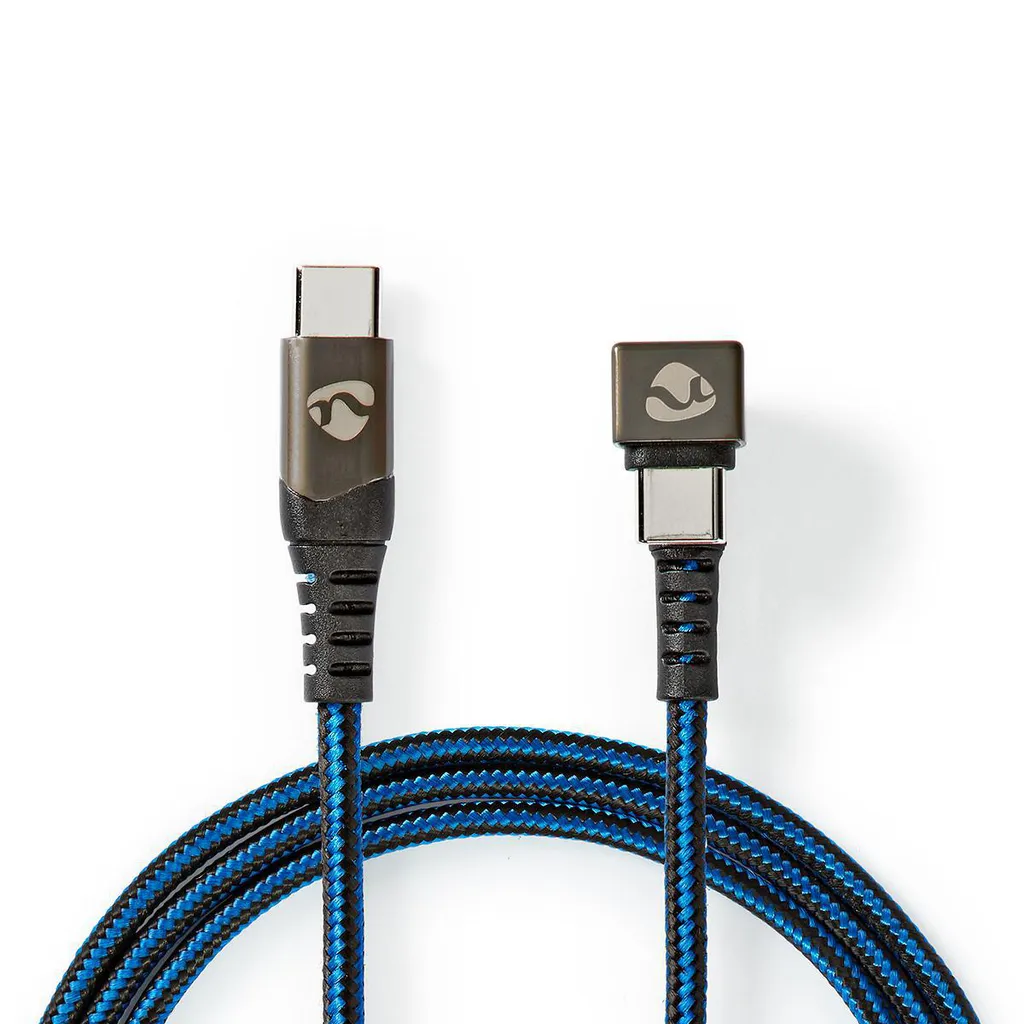 Cavo USB-C Maschio 2m - Rinforzato in Nylon Blu/Nero - 480 Mbps Oro