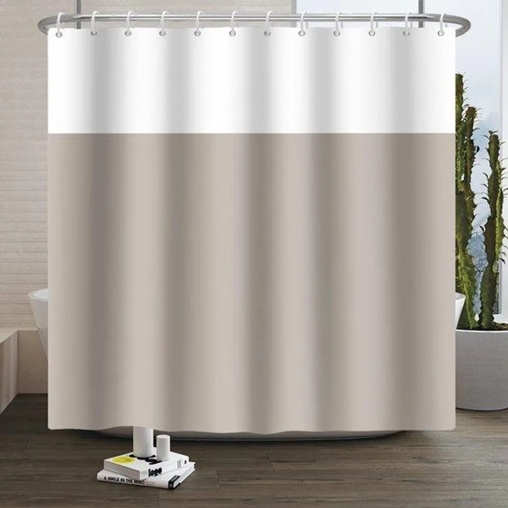 Rideau de douche décoratif marron et blanc 104 x 160 cm pour baignoire