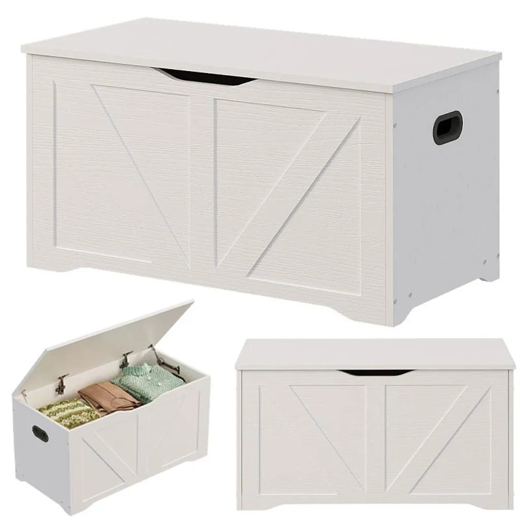 Bac de Rangement Blanchisserie Bois Blanc 80 cm pour Maison et Loft