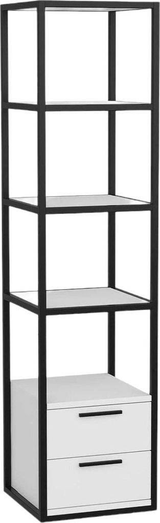 Dmoras Regal Artemis 39x39x169 cm Weiß, 2 Schubladen, 3 Böden