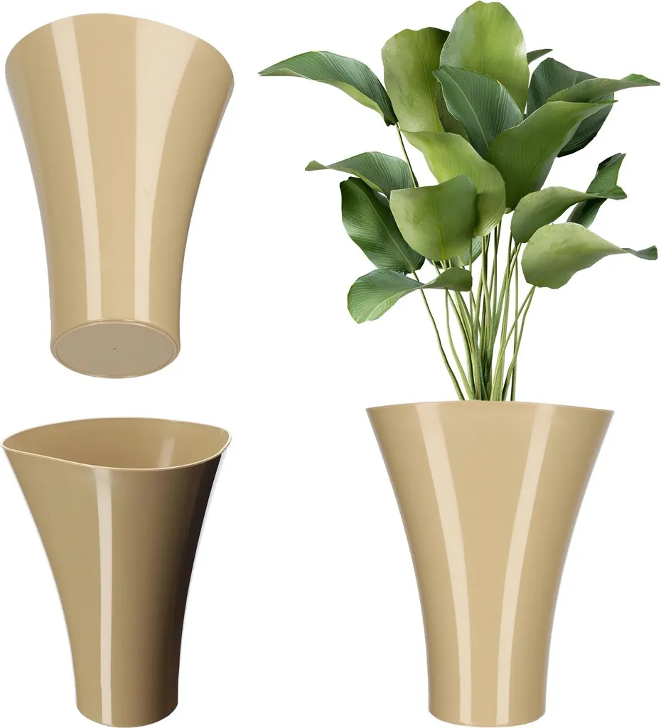 Cache-pot fleurs robuste kaki foncé taille M résistant aux UV et au gel