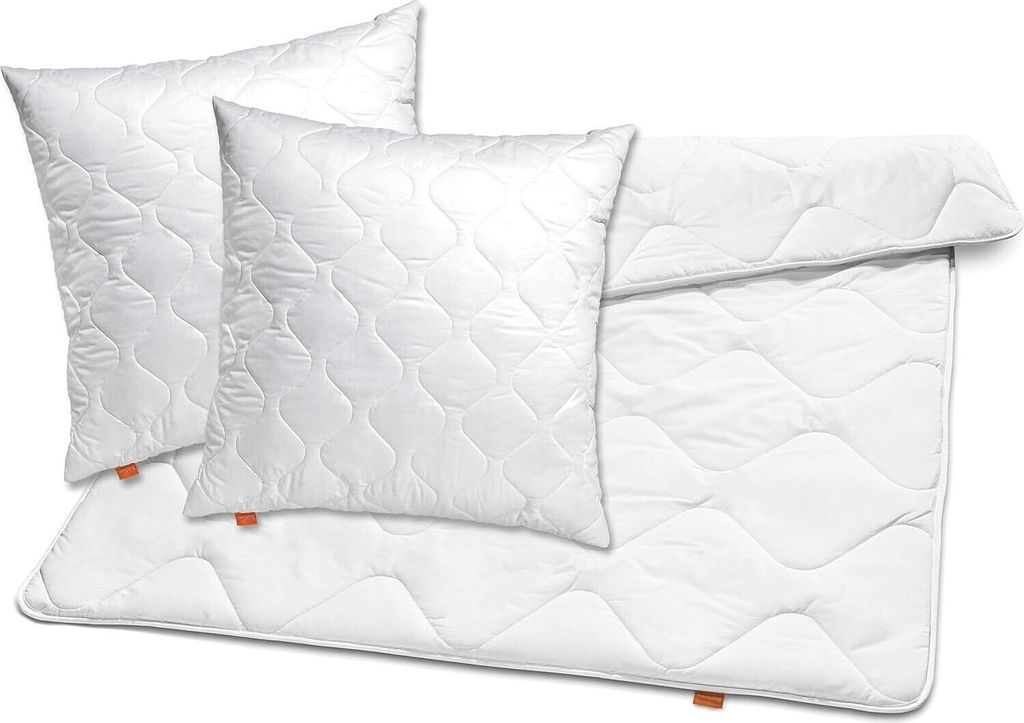 2 Kopfkissen 80 x 80 cm & Bettdecke 200 x 200 cm, Winterbettdecke, allergikergeeignet, 100% Mikrofaser, sleepling