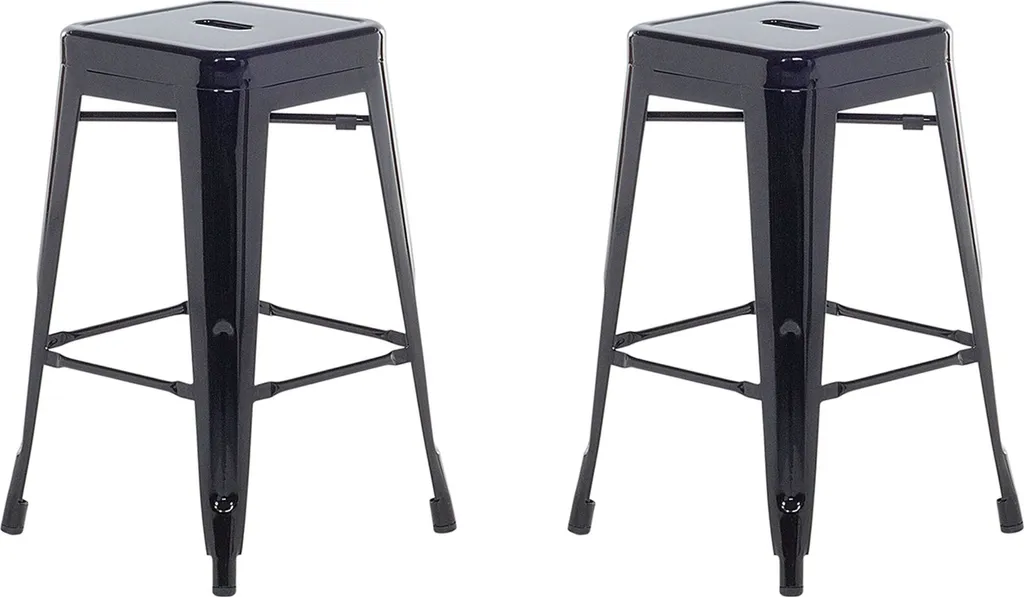 Tabourets de bar métalliques noirs 60 cm - Style Industriel (Lot de 2)