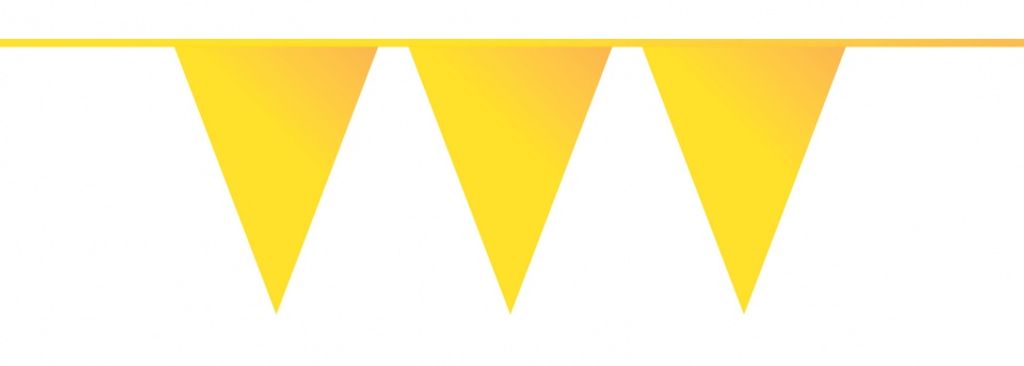 Gelbe Girlande aus Kunststoff, 10 Meter lang, wetterfest, Flaggenhöhe 30 cm