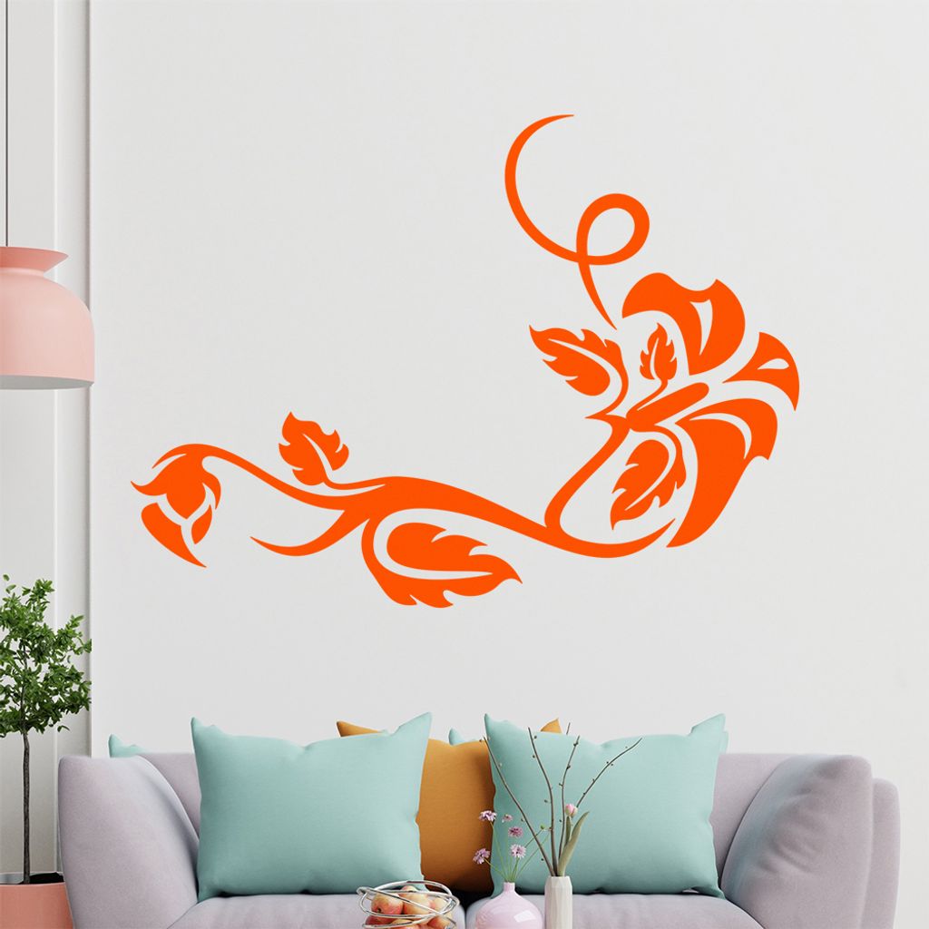 Blume - Linien Wandtattoo in 6 Größen - Wandaufkleber Wall Sticker - Dekoration, Küche, Wohnzimmer, Schlafzimmer, Badezimmer