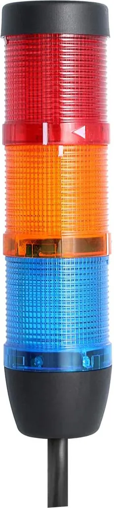 Colonna luminosa STEX24 blu-gialla-rossa, 50 mm, 24 V CA/CC, luce lampeggiante a LED, cavo da 10,0 metri, SS50-OB3/24 176 Tecnica di collegamento: