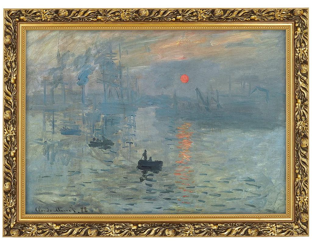 Goldrahmen Gemälde Makkah im Format 70x50 cm - CLAUDE MONET ,,IMPRESSION SOLEIL LEVANT,,